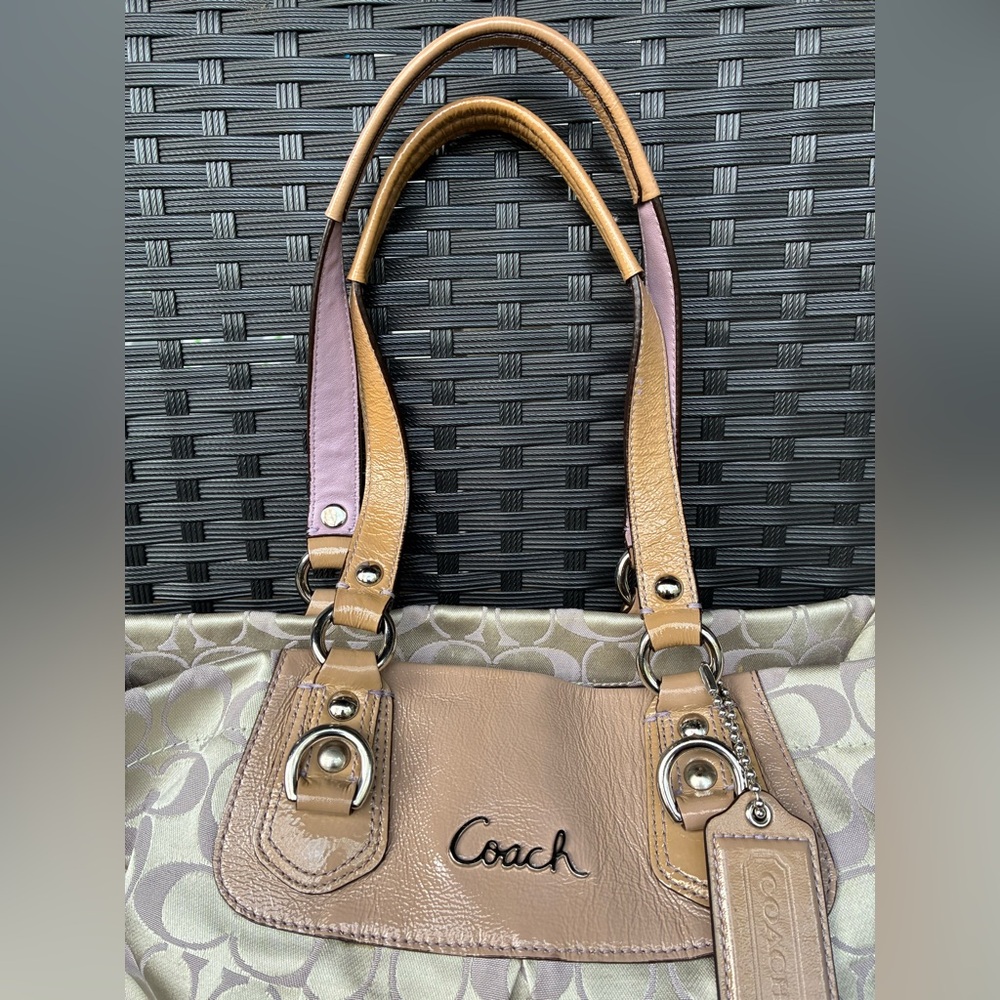 COACH BAG,Coach Cream and ligth purple Bag, COACH Shoulder Bag - Picture 5 of 16